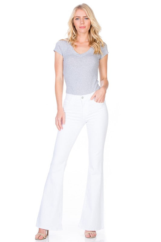 Just Float On Flare Jeans-White Denim