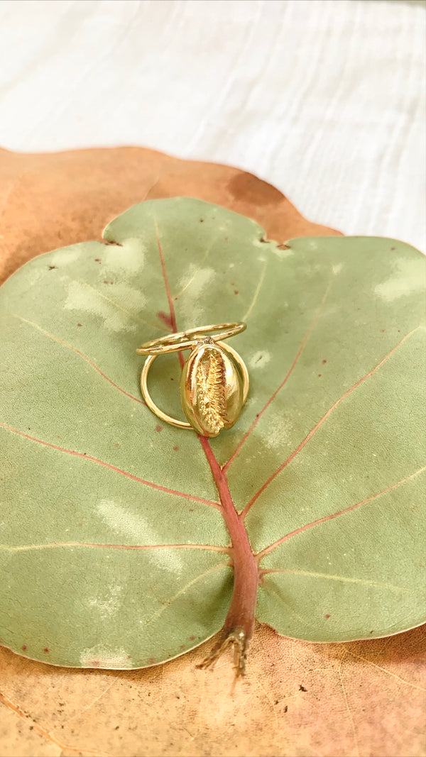 Cowrie Shell Ring-Gold